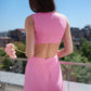 Rochie Scurta Rosa din In Roz