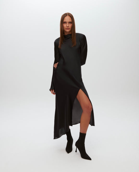 Rochie Infinity Neagra cu Slit Lateral